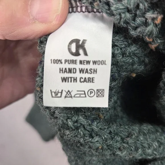 Country Collection Sweater Mens XL Green Wool Aran Cable Knit Crewneck Ireland - Picture 4 of 7